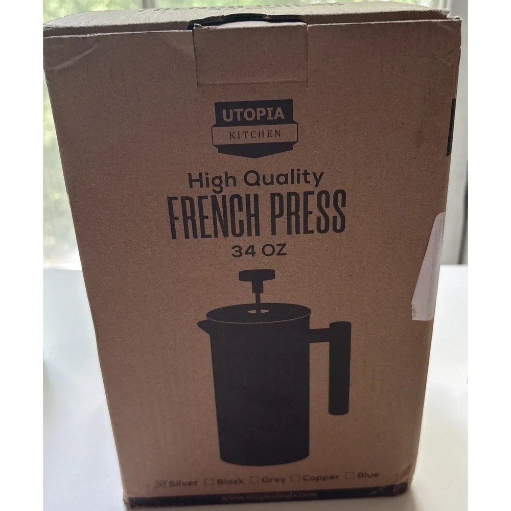 Utopia Kitchen Stainless Steel French Press Coffee Maker 34 Oz 1 Litre